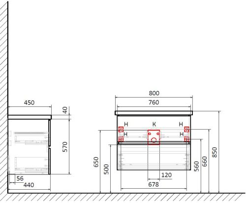 Тумба с раковиной STWORKI Колдинг 80 антрацит, с раковиной Карлстад S35410WH в Туапсе