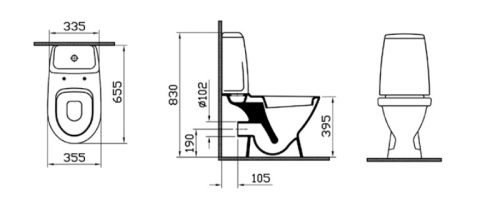 GRAND-1 без бидетки: напольный унитаз, бачок , механизм смывыва 3/6 л, сиденье стандарт с металличес Vitra в Туапсе