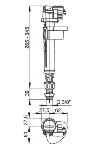 A18-3/8"Впускной механизм с нижней подводкой и металлической резьбой Alca Plast в Туапсе